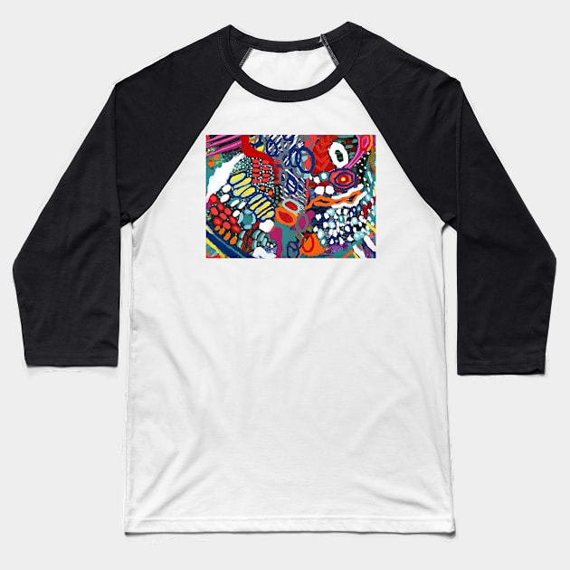 COLORFUL VIBRANT FUN FESTIVE CREATIVE PAINTING - Original Artwork Baseball T-Shirt by VegShop